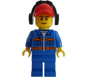 LEGO City Worker с Син Яке и Син pants с червен Шапка с козирка с Защитници за уши Минифигурка