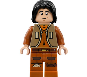 LEGO Ezra Bridger с Тъмен тен Жилетка и коса Минифигурка