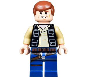 LEGO Han Solo с Черно Жилетка с Pockets и Dark Син Крака с Гладка коса Минифигурка