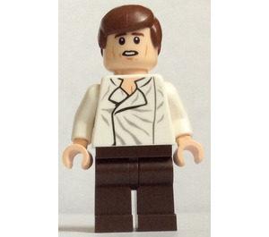 LEGO Han Solo с Бяло Риза с Wrinkles и Dark кафяво Крака с Гладка коса Минифигурка