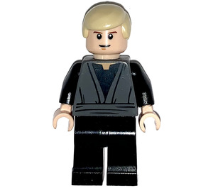 LEGO Luke Skywalker с Dark Stone Сив Jedi Robe и тен коса (Smile) Минифигурка