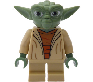 LEGO Yoda с Пясъчно зелено Skin и Бяло коса с Printed обратно Минифигурка