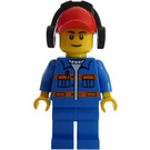 LEGO City Worker с Син Яке и Син pants с червен Шапка с козирка с Защитници за уши Минифигурка