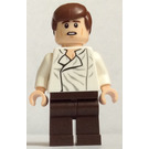 LEGO Han Solo с Бяло Риза с Wrinkles и Dark кафяво Крака с Гладка коса Минифигурка