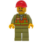 LEGO Влак Worker с червен Шапка с козирка Минифигурка