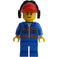 LEGO City Worker с Син Яке и Син pants с червен Шапка с козирка с Защитници за уши Минифигурка